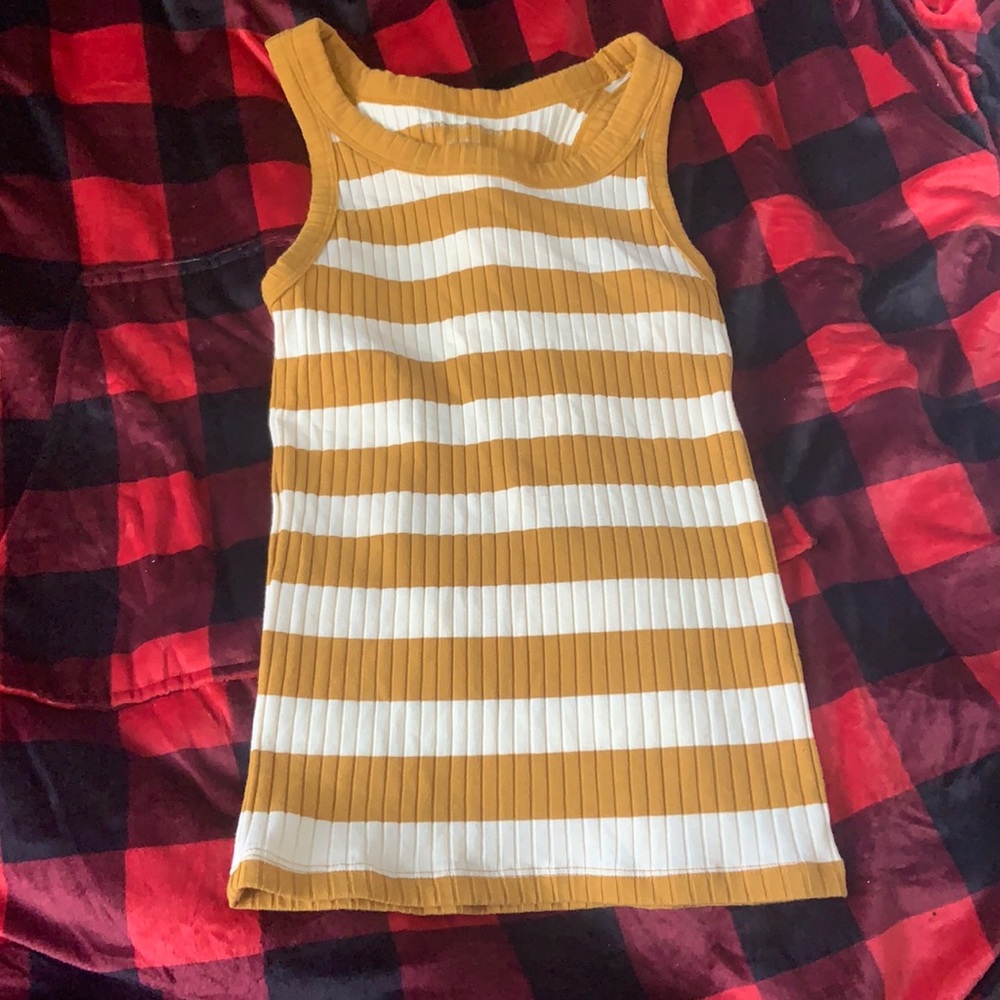 American Eagle White and Yellow tank top